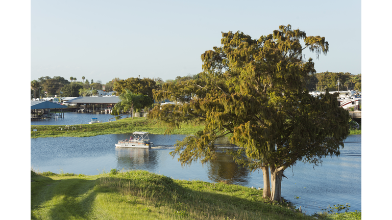 Pontoon Boat Rides on Lake Okeechobee Canal Florida USA