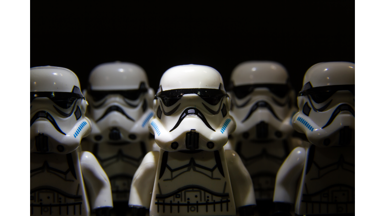 Lego star wars stormtrooper on isolated black background