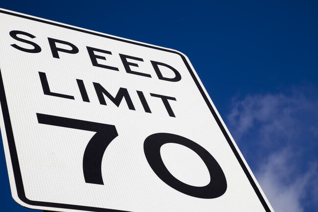 speed limit 70 highway sign blue sky copy space