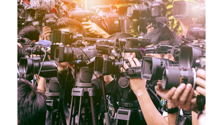 large number of press and media reporter in broadcasting event