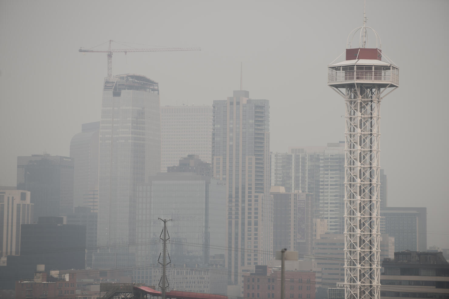 Hazy View of Skyscrapers in the Downtown Denver Skyline