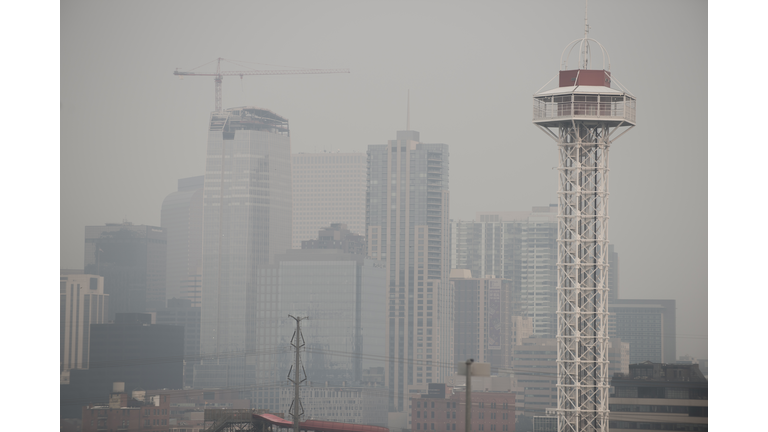 Hazy View of Skyscrapers in the Downtown Denver Skyline