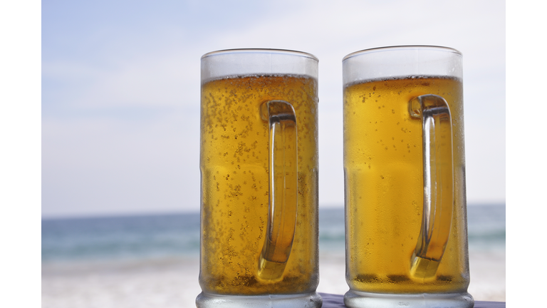 Chilled beer on a sunny day at the beach