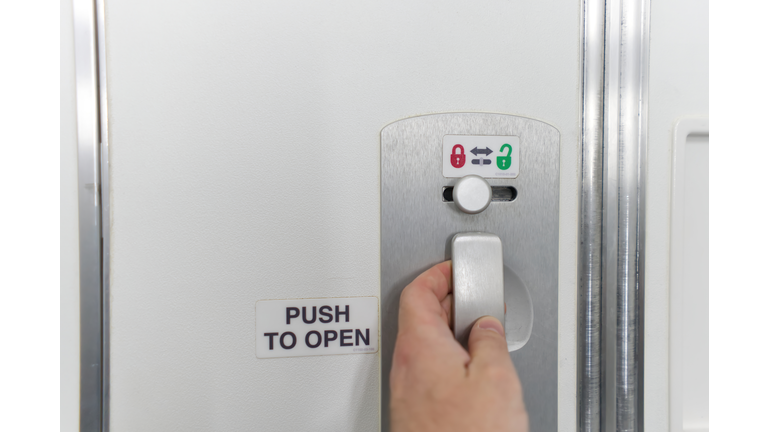 Door Lock button for Toilet on the plane