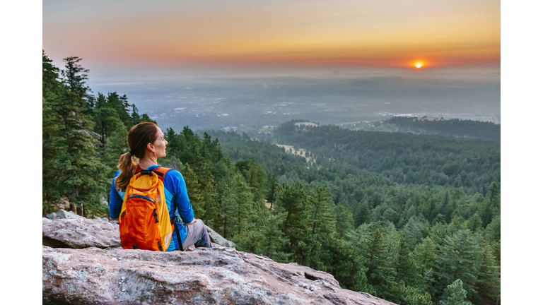 Sunrise over Boulder from second Flatiron