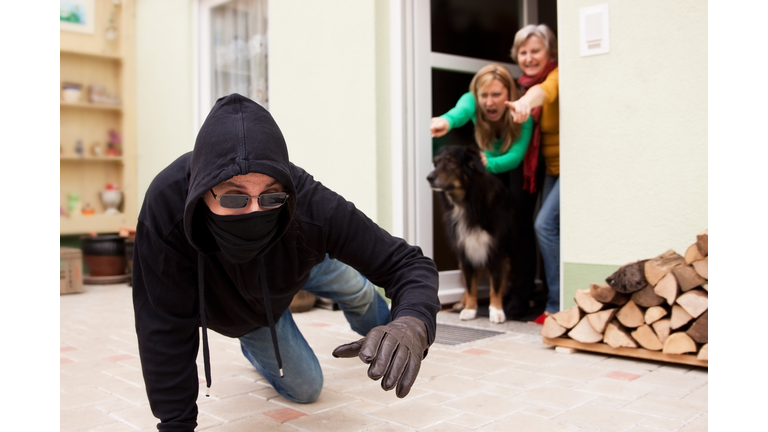 Burglars flee from the crime scene