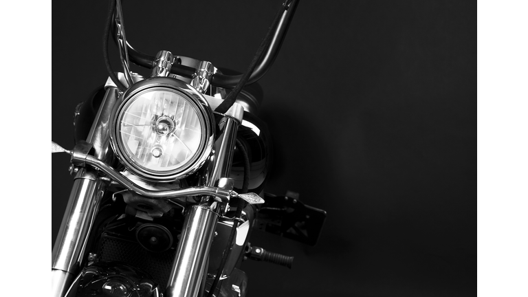 The headlights of a motorcycle