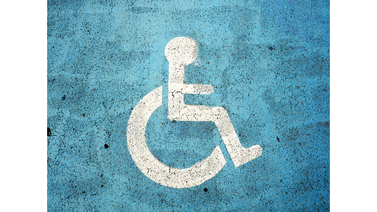 A wheelchair painted on a reserved parking space in Paris