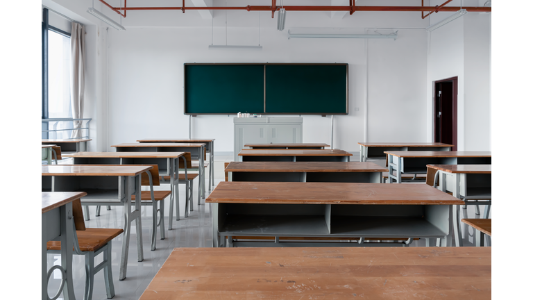 Empty classrooms at school