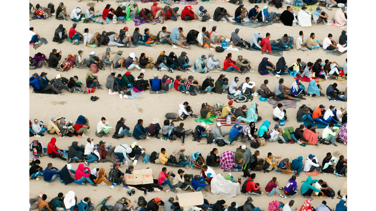 Migrants Wait On Mexican Side Of Border, Hoping For Entry Into United States
