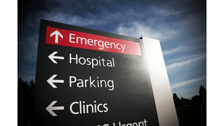 Hospital Emergency Sign with dramatic lighting