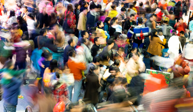 Large group of people in shopping mall for the Christmas Day, in China