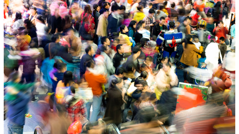 Large group of people in shopping mall for the Christmas Day, in China