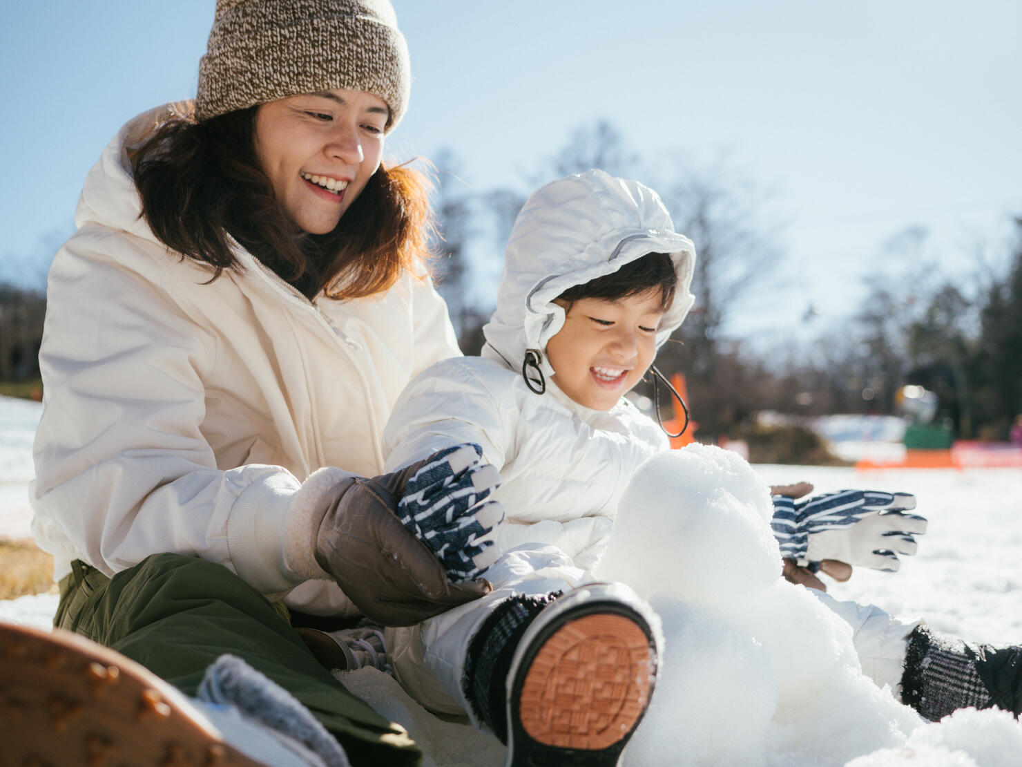 Family Building A Snowman