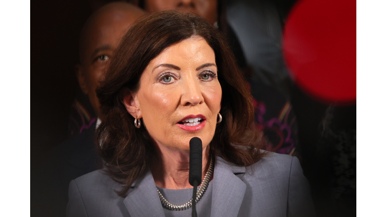 New York Governor Kathy Hochul And NYC Mayor Eric Adams Make Announcement On Gun Violence