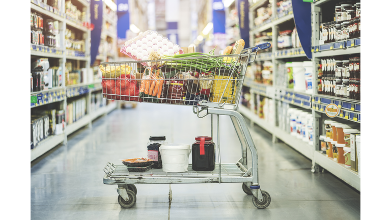 Shopping at supermarket, shopping concept
