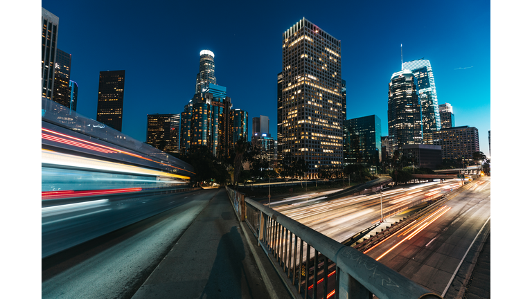 Downtown Los Angeles illuminated at night