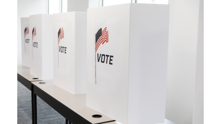Booths set up in polling place ready for voters
