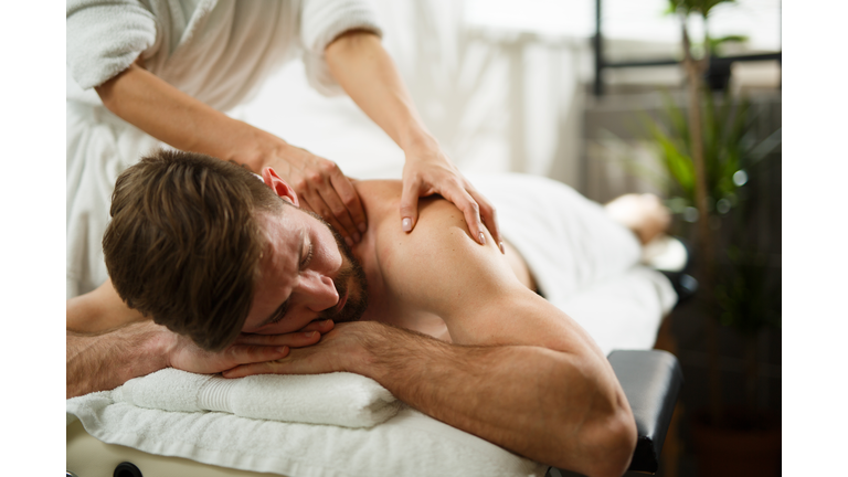 Back massage at the spa