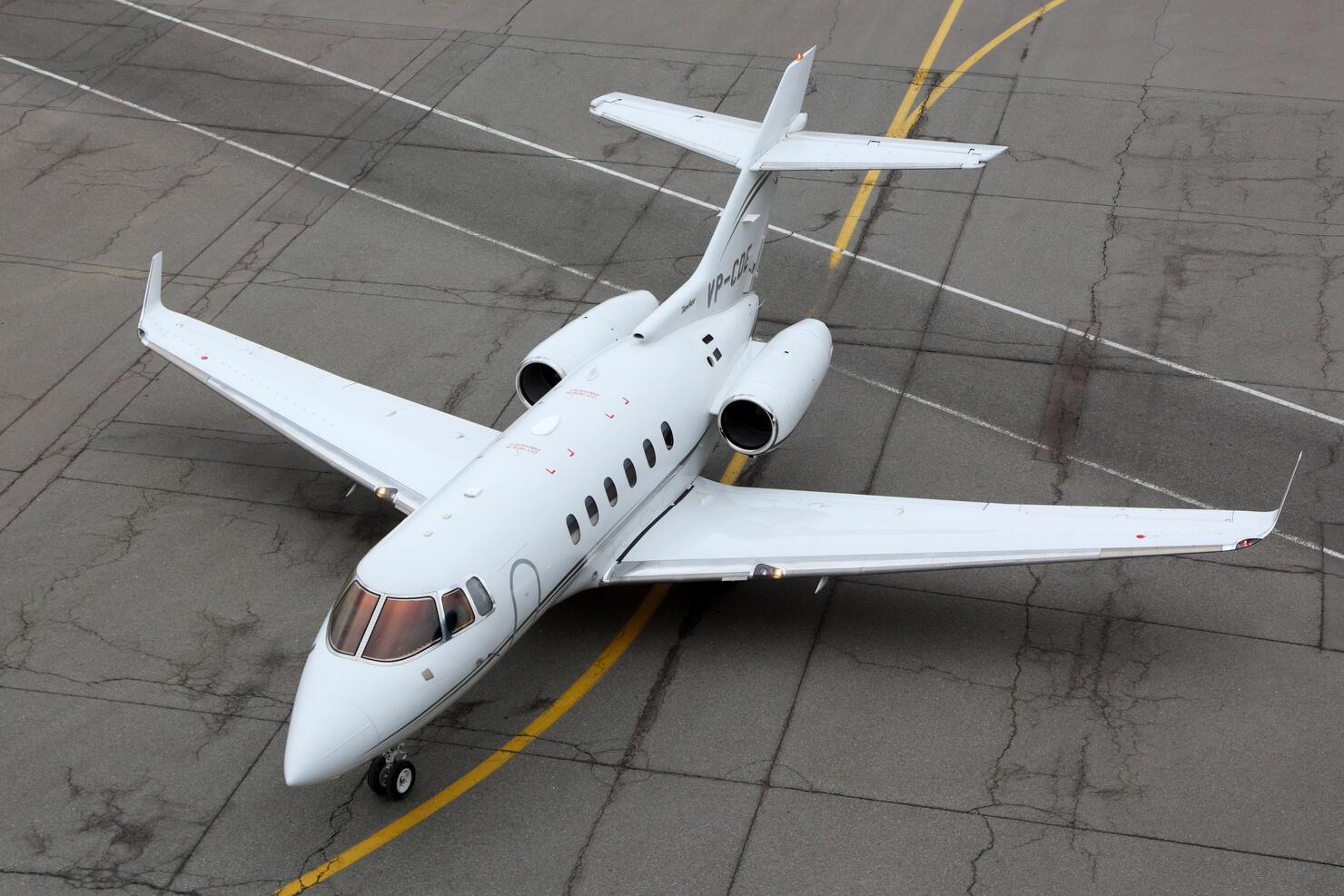 Private British Aerospace 125-800B VP-CDE taxiing at Sheremetyevo international airport.