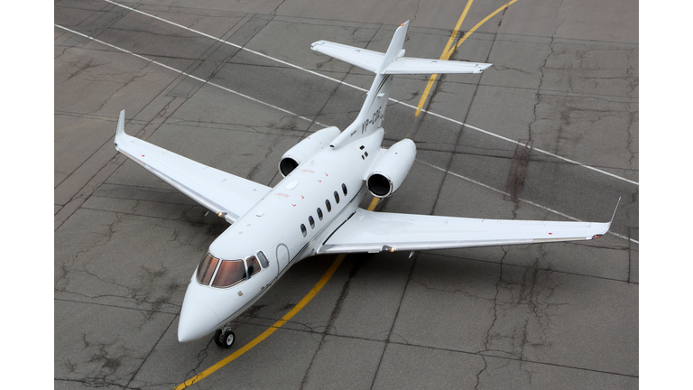 Private British Aerospace 125-800B VP-CDE taxiing at Sheremetyevo international airport.