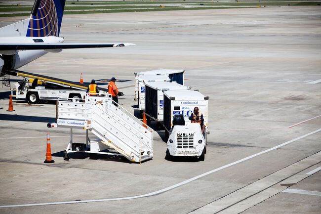 Loading luggages in the airport
