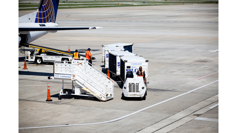 Loading luggages in the airport