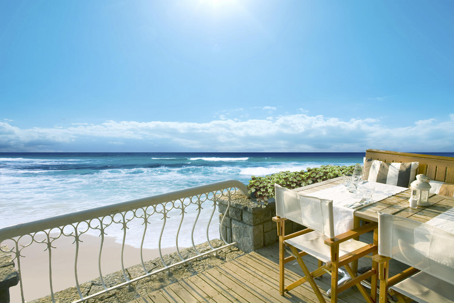 Empty outdoor dining beachside tropical tourism
