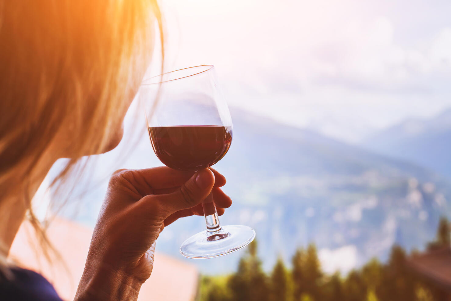 woman drinking red wine