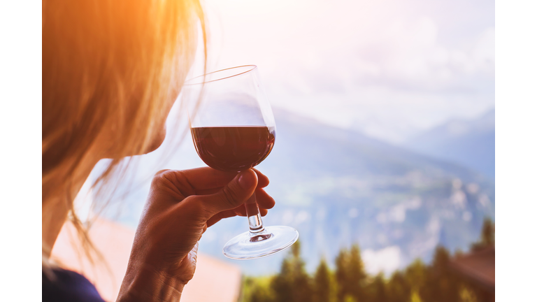 woman drinking red wine