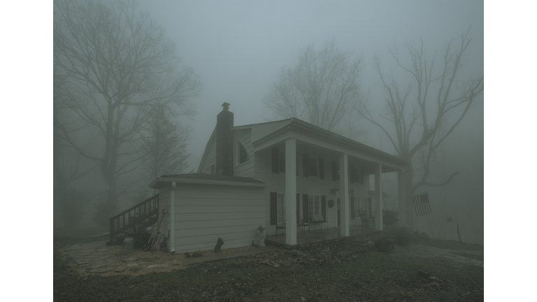 Vintage old house in Fog