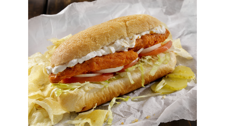 Buffalo Chicken Finger Sub with Blue Cheese Dressing