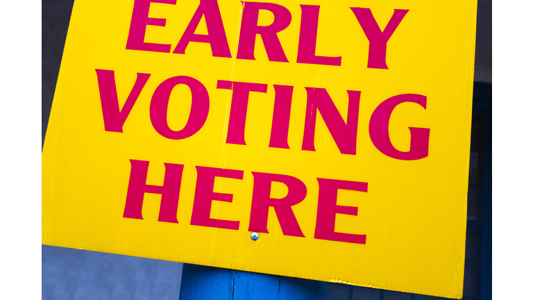 Bright Yellow "EARLY VOTING HERE" Sign