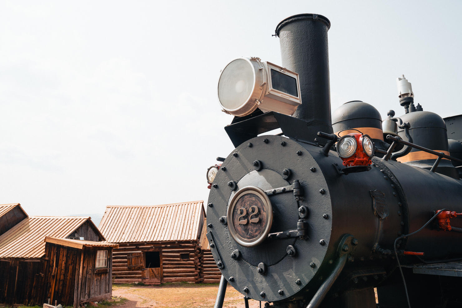 View of the locomotive train, in the ghost town