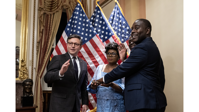 House Speaker Johnson Holds Ceremonially Swearing In For Rep.-Elect Gabe Amo (R-RI)