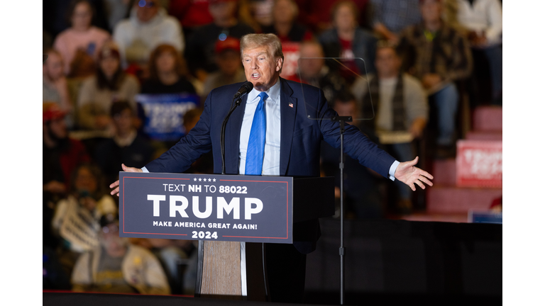 Donald Trump Holds A Campaign Rally In Clarement, New Hampshire