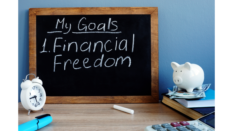 My goals and financial freedom written on a blackboard.