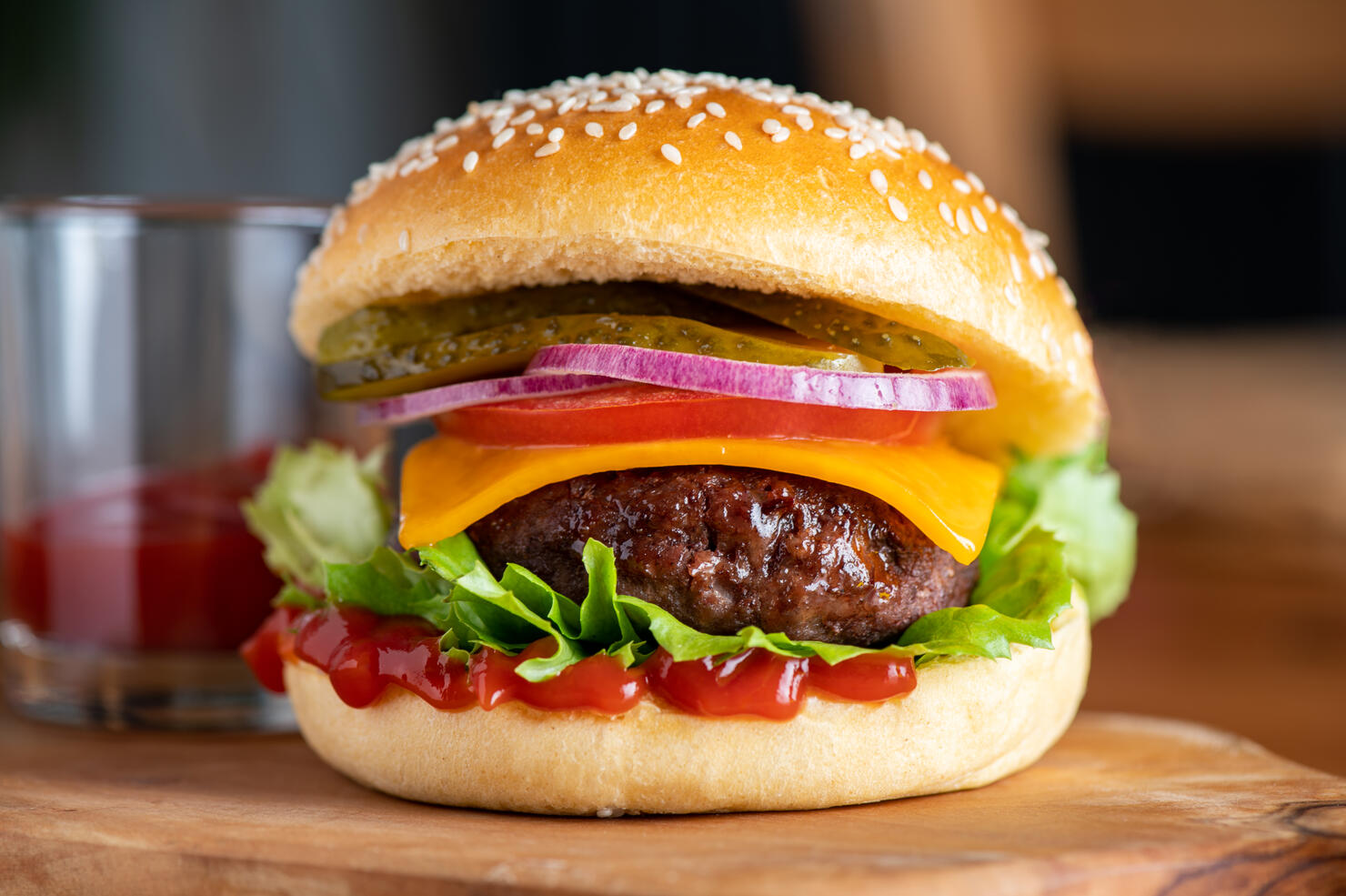 Homemade burger and chips