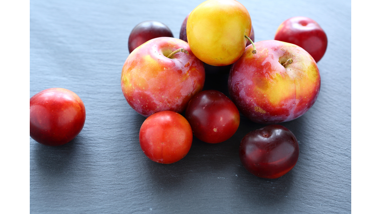 Fresh fruit on slate background,Food closeup,Romania