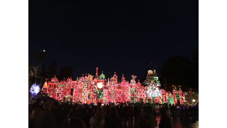 Disneyland attraction, "it's a Small World" lights up