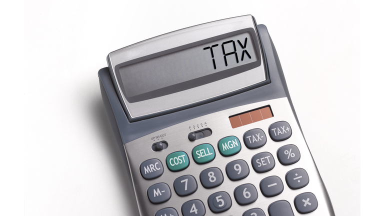 Tax written on a calculator