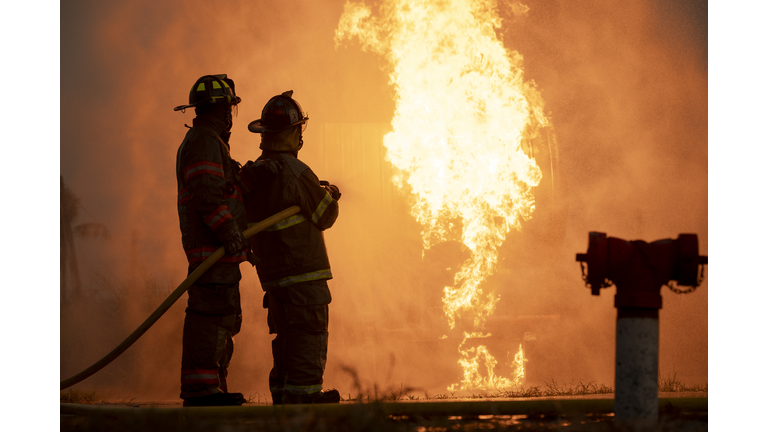 Firefighters team working