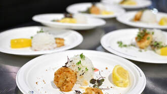 Guy makes garlic shrimp in airplane bathroom