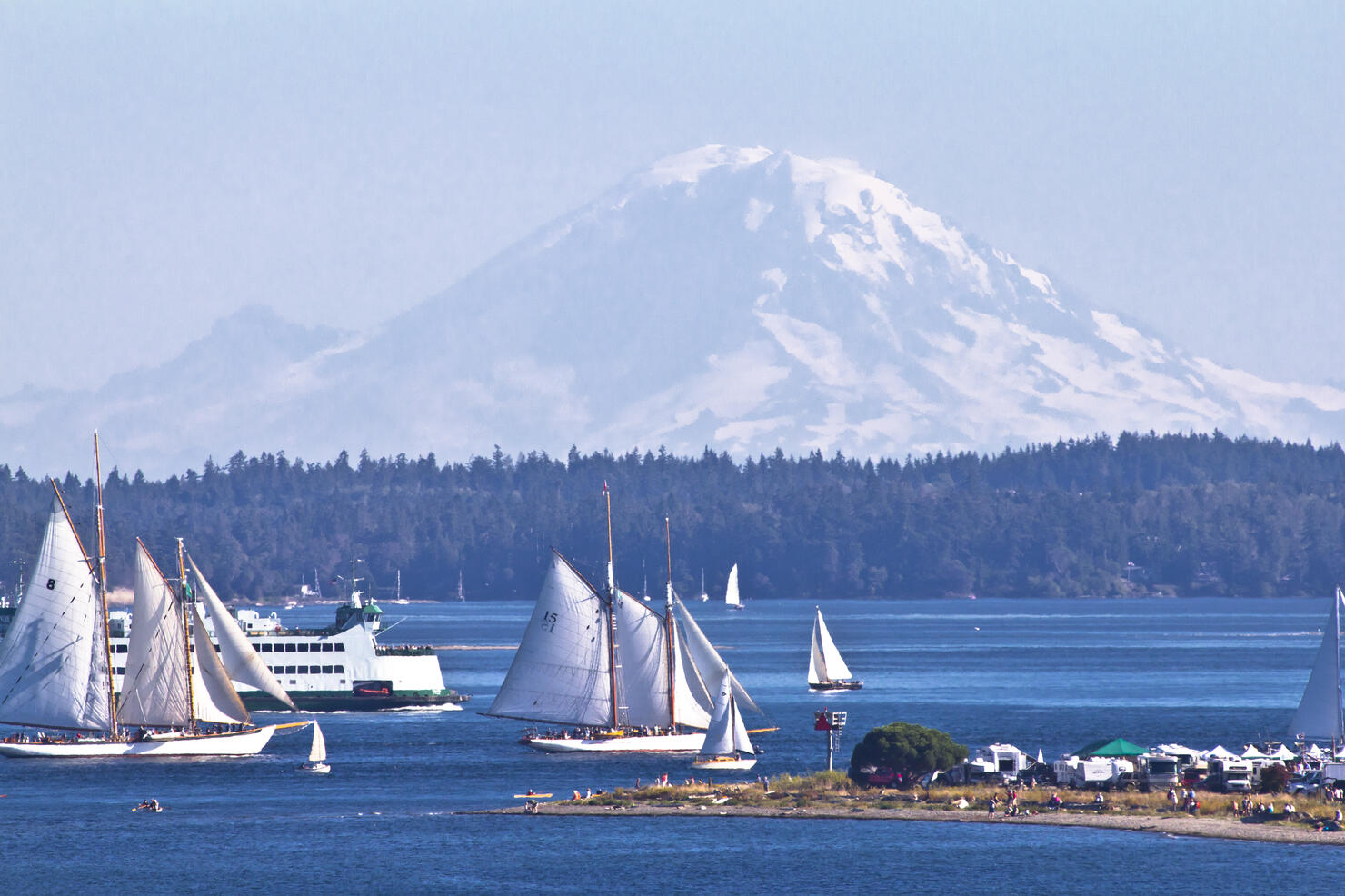 Port Townsend, Mount Rainier, Point Hudson Marina, Wooden Boat Festival, classic schooners,