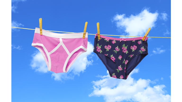 His and hers pants on the washing line