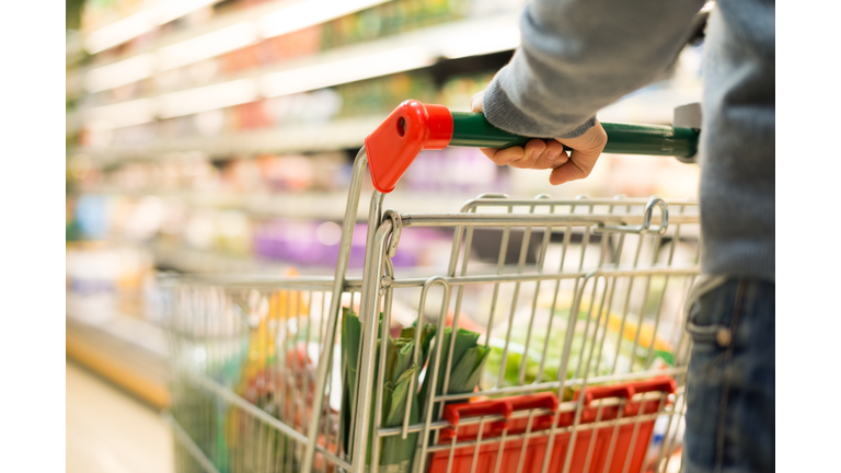 Detail of a man shopping in supermarket