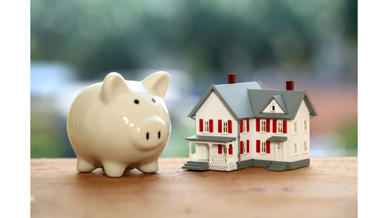 Piggy bank and miniature house,Close up