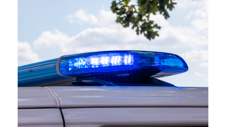 Police light on a car of the German police