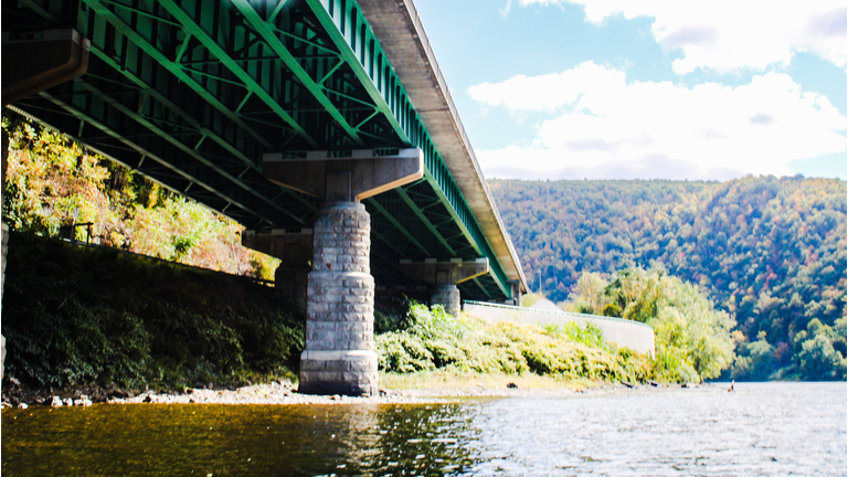 Delaware Water Gap I-80 Toll Bridge over Delaware  River in Pocono's