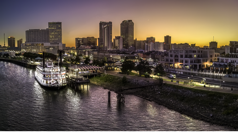 New Orleans River Paddle boat at sunset